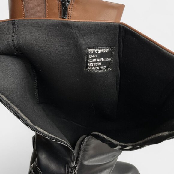 Arizona Riding Boots Brown Black Faux Leather Tall Memory Lined Women's 7.5 Wide - Picture 6 of 11